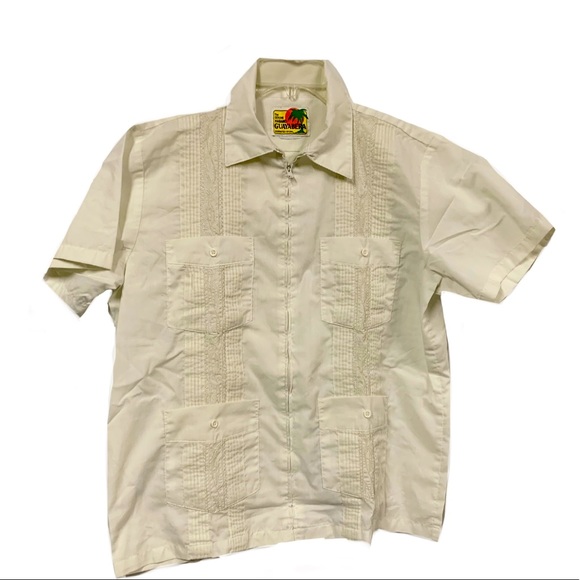 Cuban Guayabera Front Zip Shirt Size Large - Picture 1 of 11